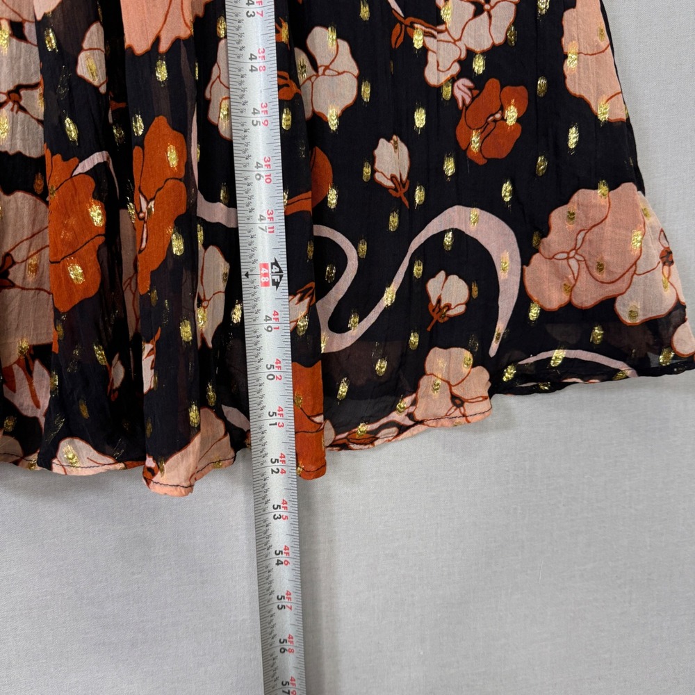 J.Crew Collection Tie-front Lurex Dress Womens XS Black Floral Metallic Sundress - Picture 14 of 16